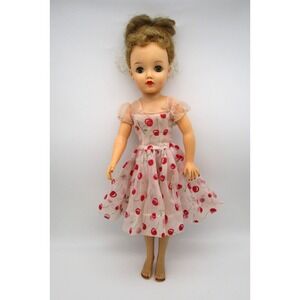 Ideal Original Vintage Doll 18"  VT-18 1950's Cherry Dress Cherries Hair Up